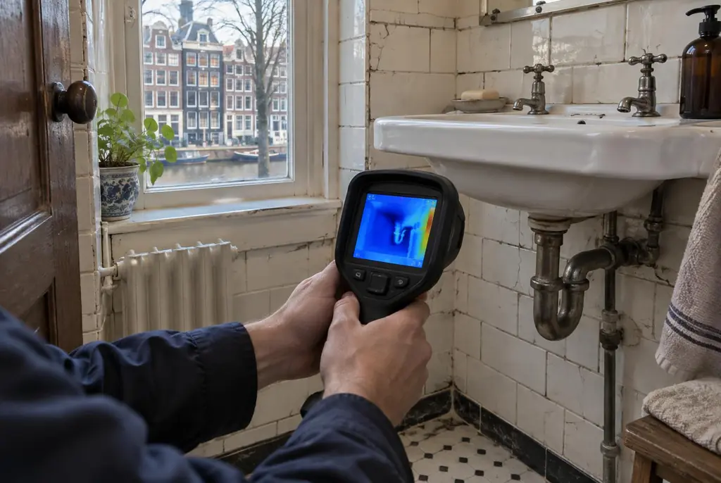 Lekdetectie Medemblik – badkamer met oude leidingen achter de tegels