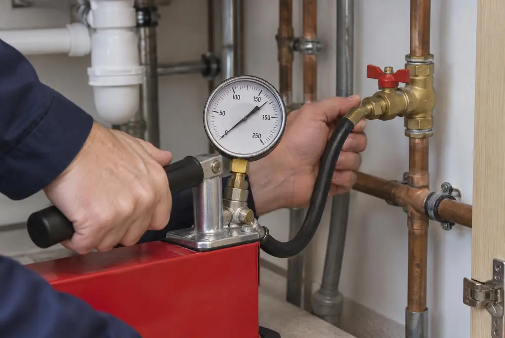 Lekdetectie Medemblik – druktest op een waterleiding met een manometer