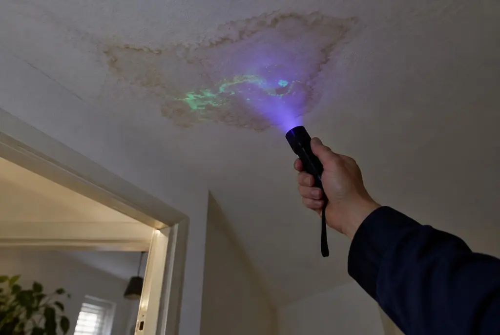 Lekdetectie Medemblik – kleurstof controleren op het plafond met uv-licht