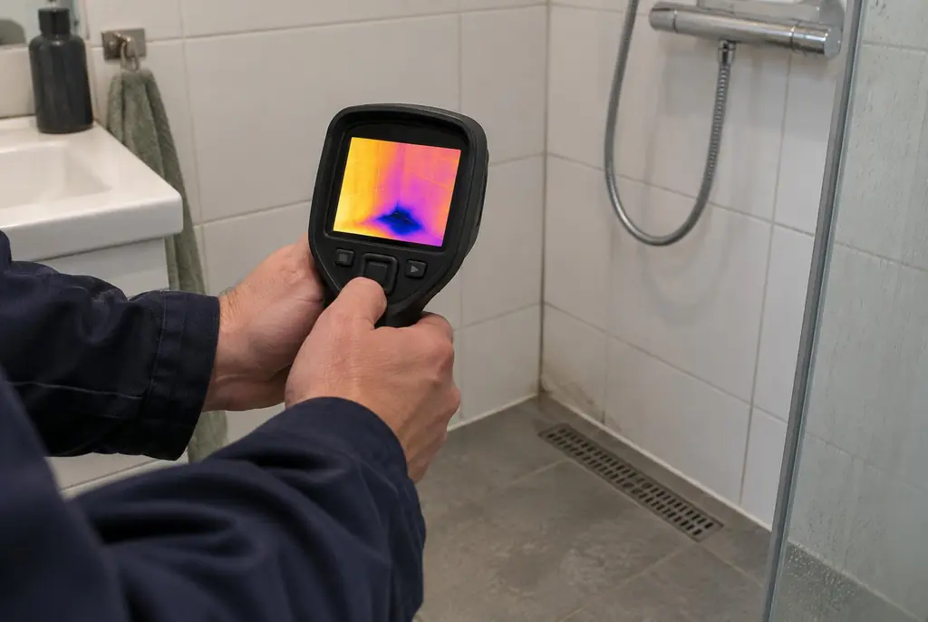Lekdetectie Medemblik – lekdetectiespecialist met warmtebeeldcamera in een badkamer