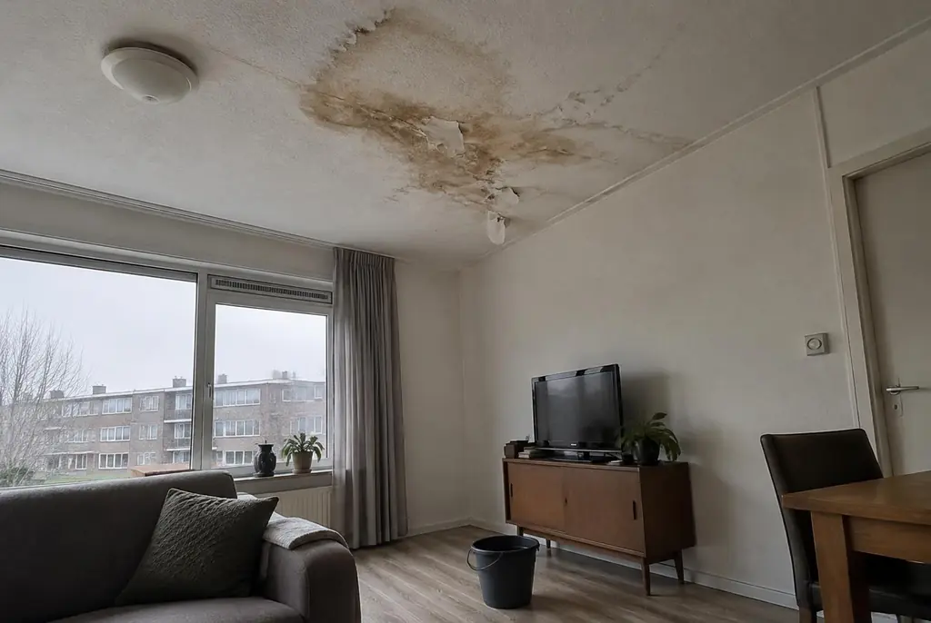 Lekdetectie Medemblik – vochtplek op het plafond onder een badkamer